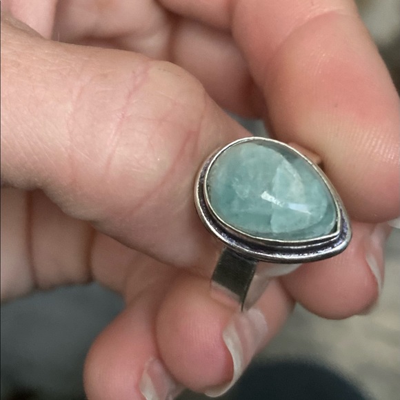 Sterling Silver Larimar Teardrop Ring - Picture 8 of 15